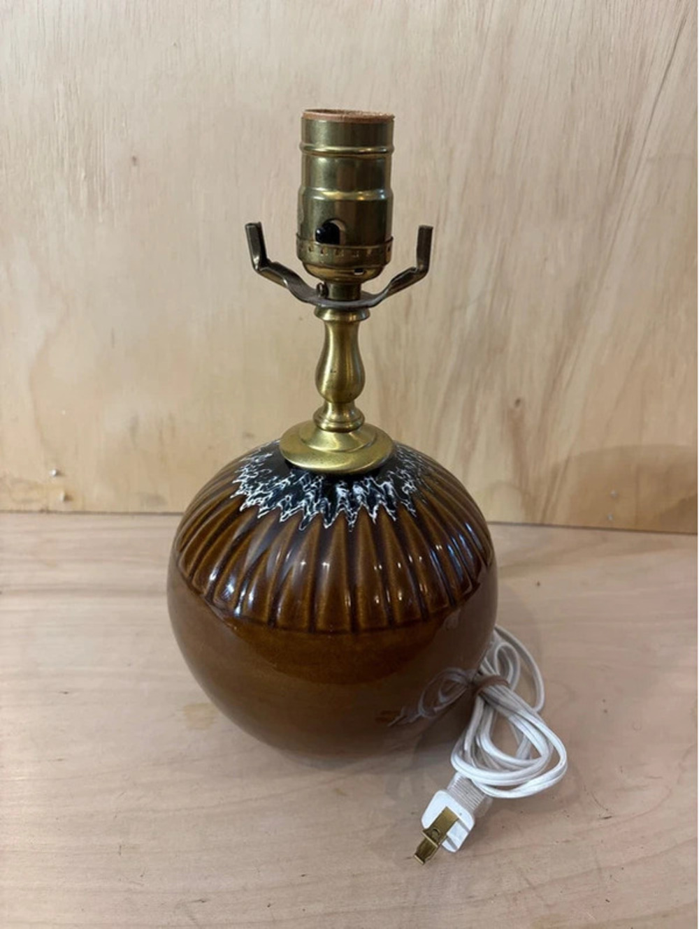 MCM Frankoma Pottery Table Lamp Signed Frank Wood FW Drip Glaze Vintage Rare